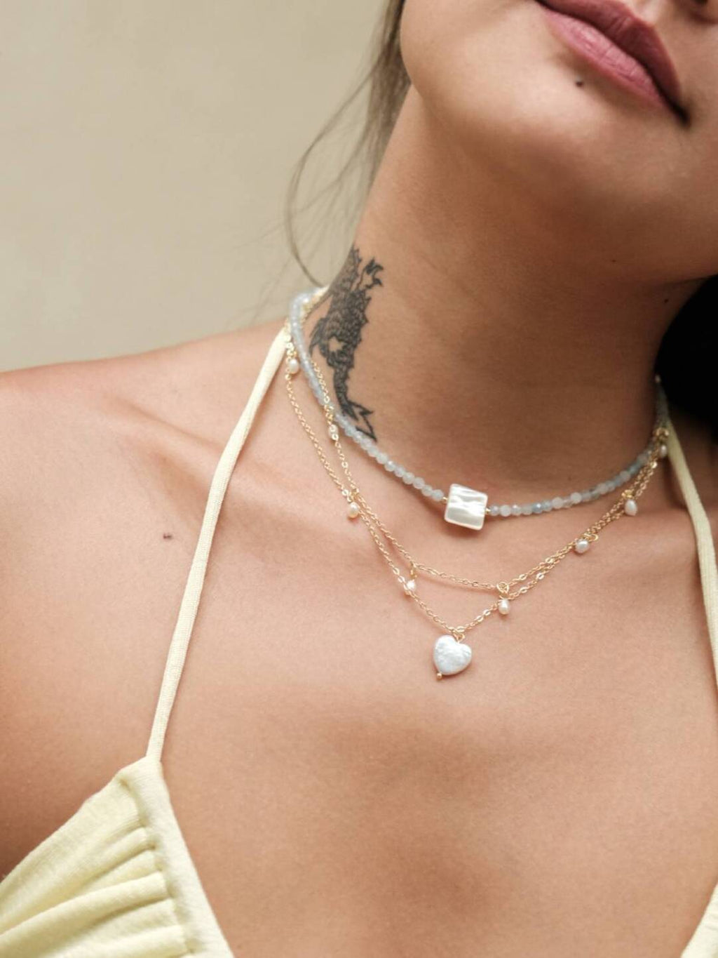Heart Pearl Stacking Necklace,Lumivault.
