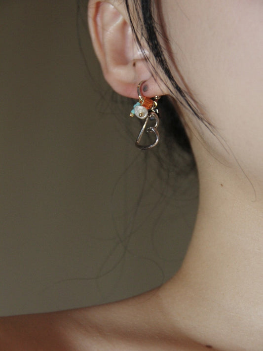 Heart Shape Beaded Earrings