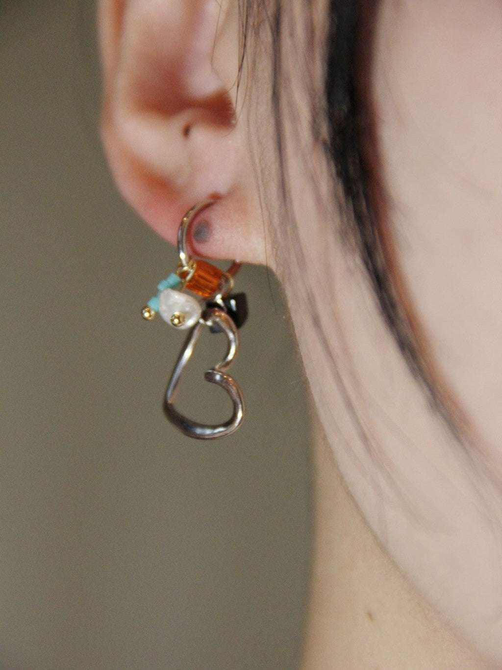 Heart Shape Beaded Earrings,Lumivault.