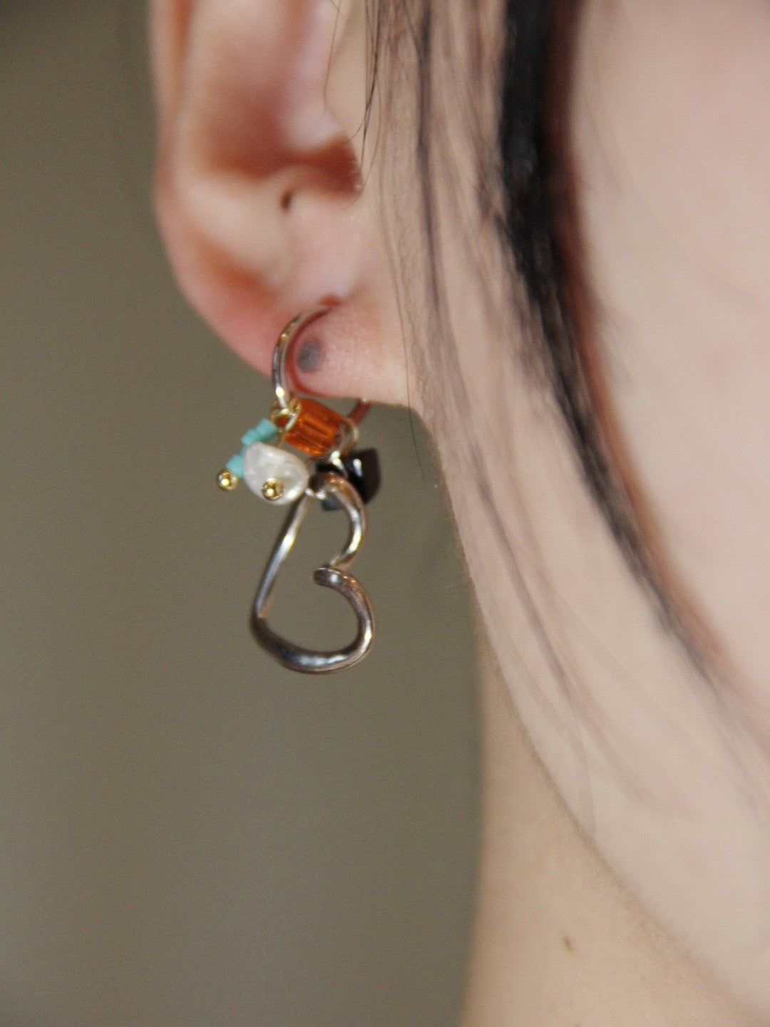 Heart Shape Beaded Earrings,Lumivault.