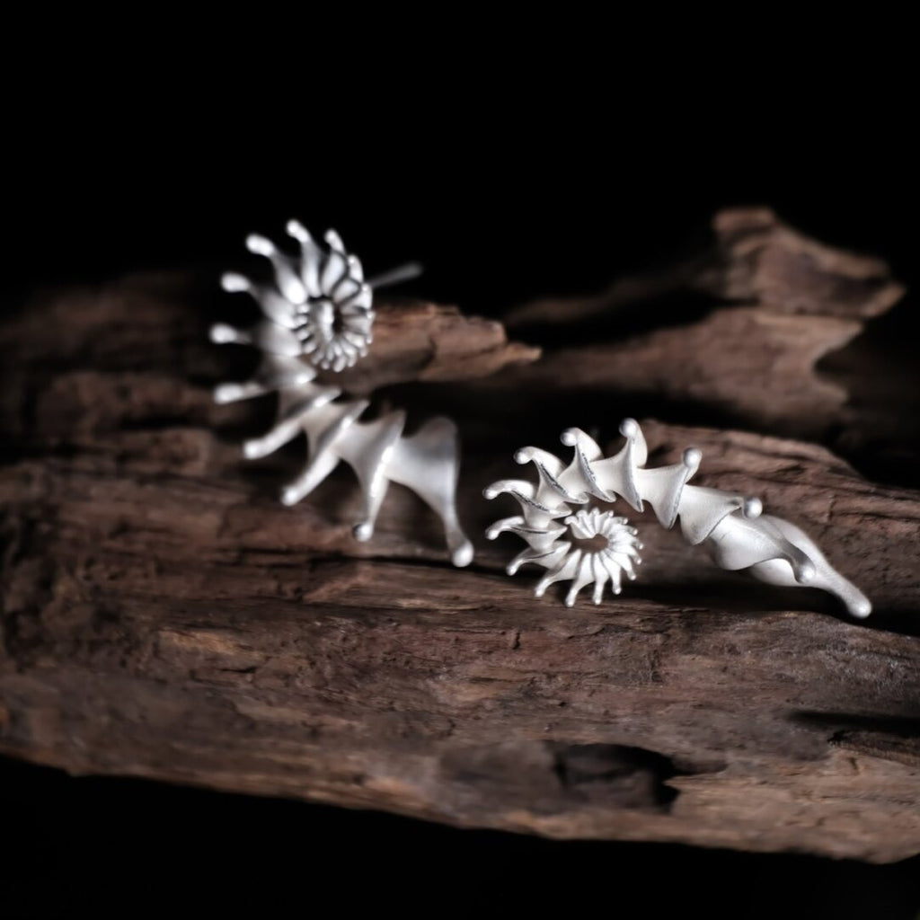 Hippocampus Silver Earrings,Lumivault.