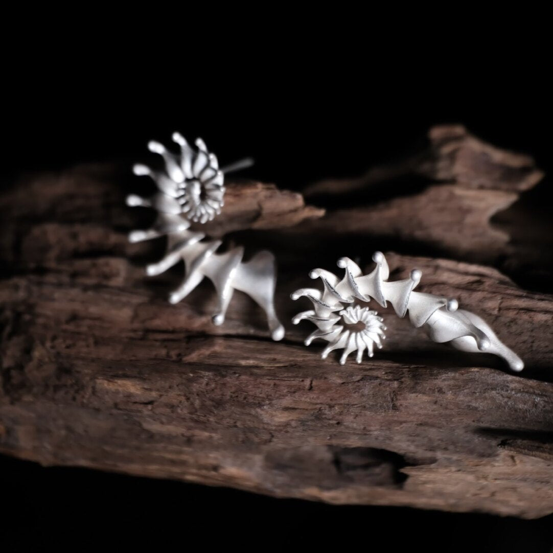 Hippocampus Silver Earrings,Lumivault.
