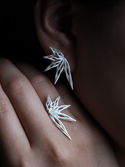 Hollow Bamboo Silver Earrings