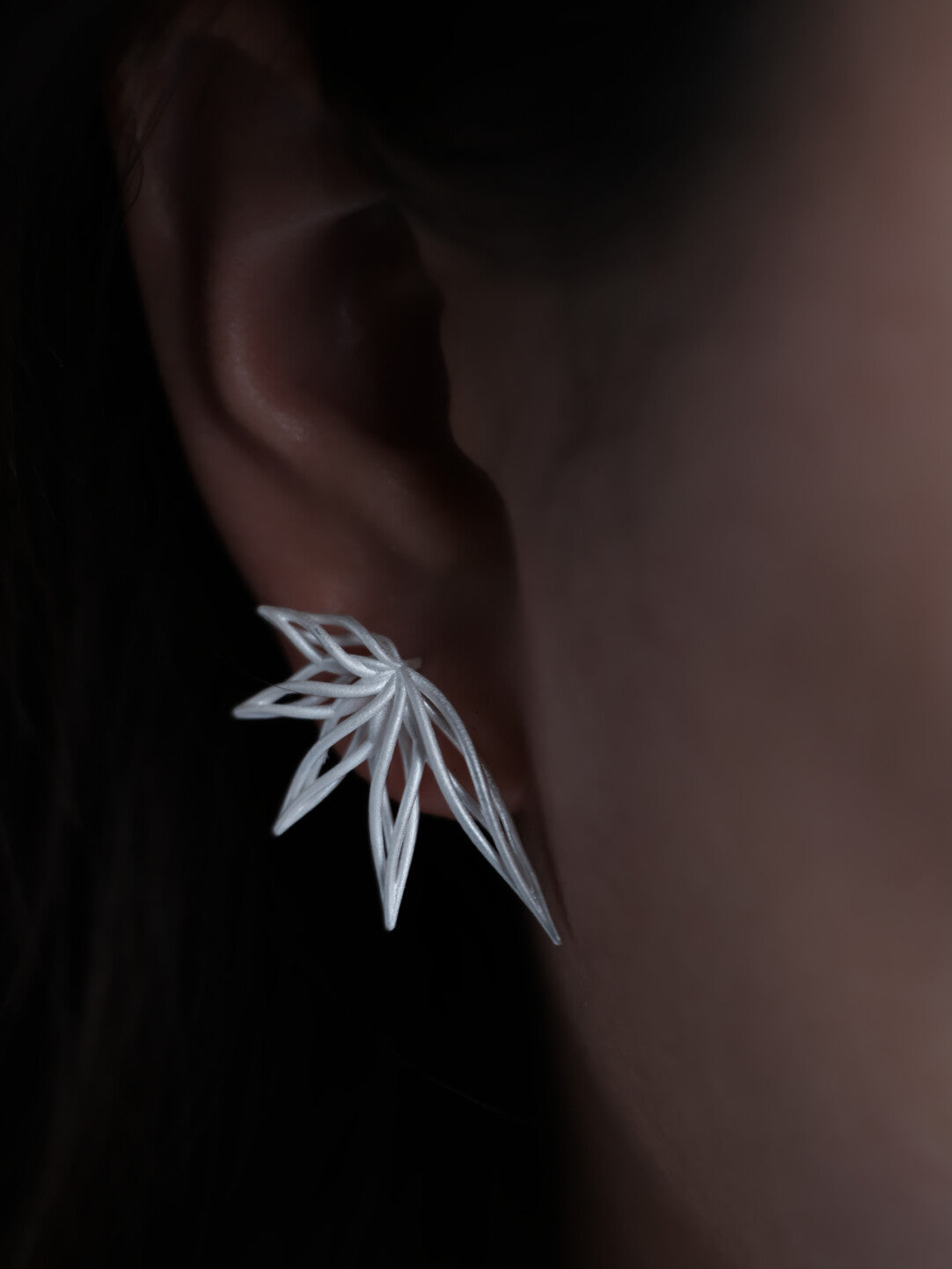 Hollow Bamboo Silver Earrings,Right / Studs,Lumivault.