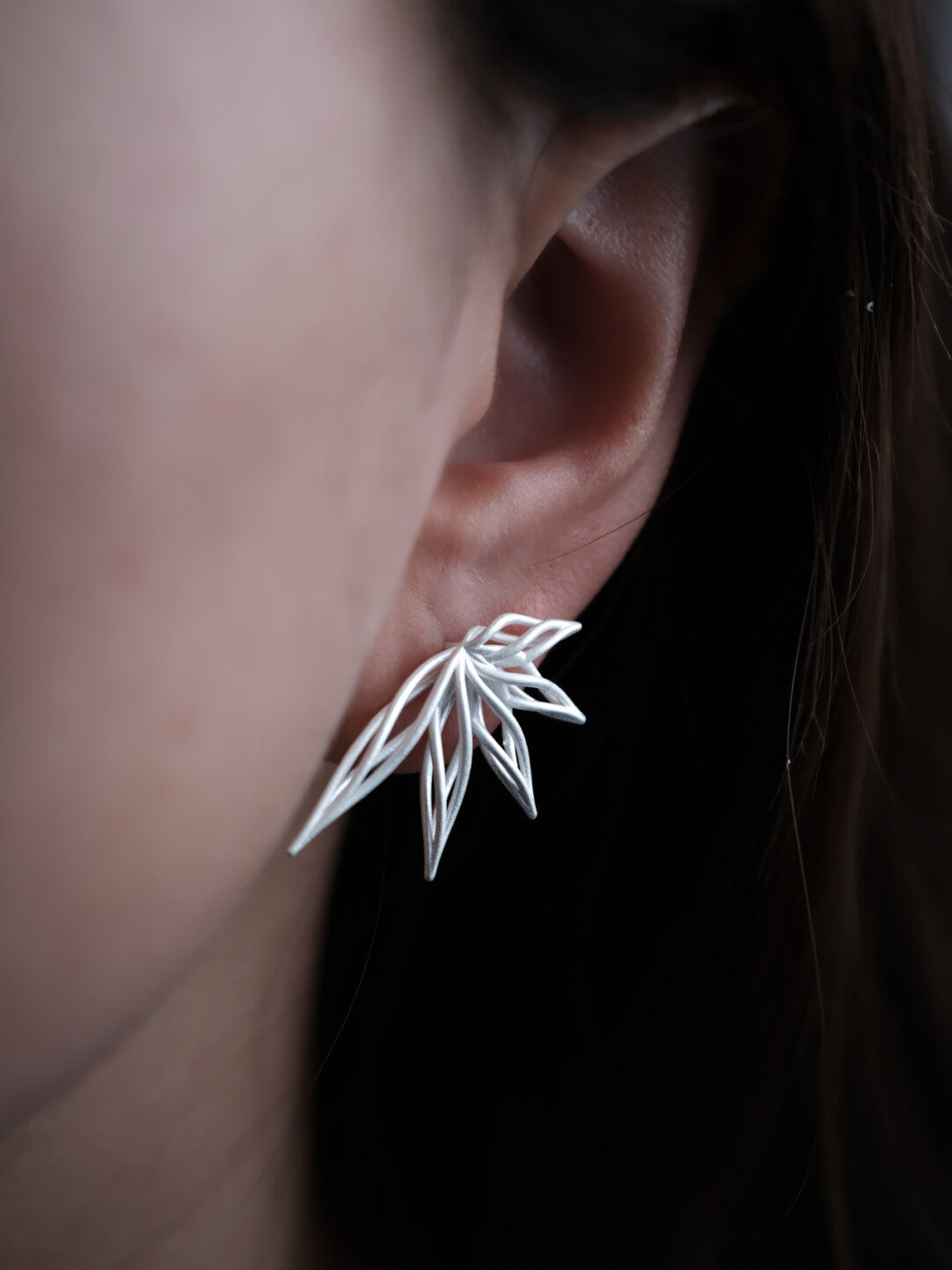 Hollow Bamboo Silver Earrings,Left / Studs,Lumivault.