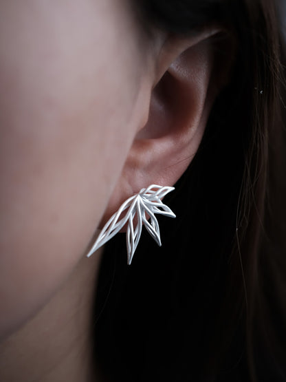 Hollow Bamboo Silver Earrings