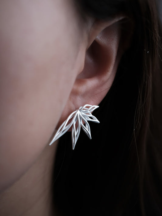 Hollow Bamboo Silver Earrings