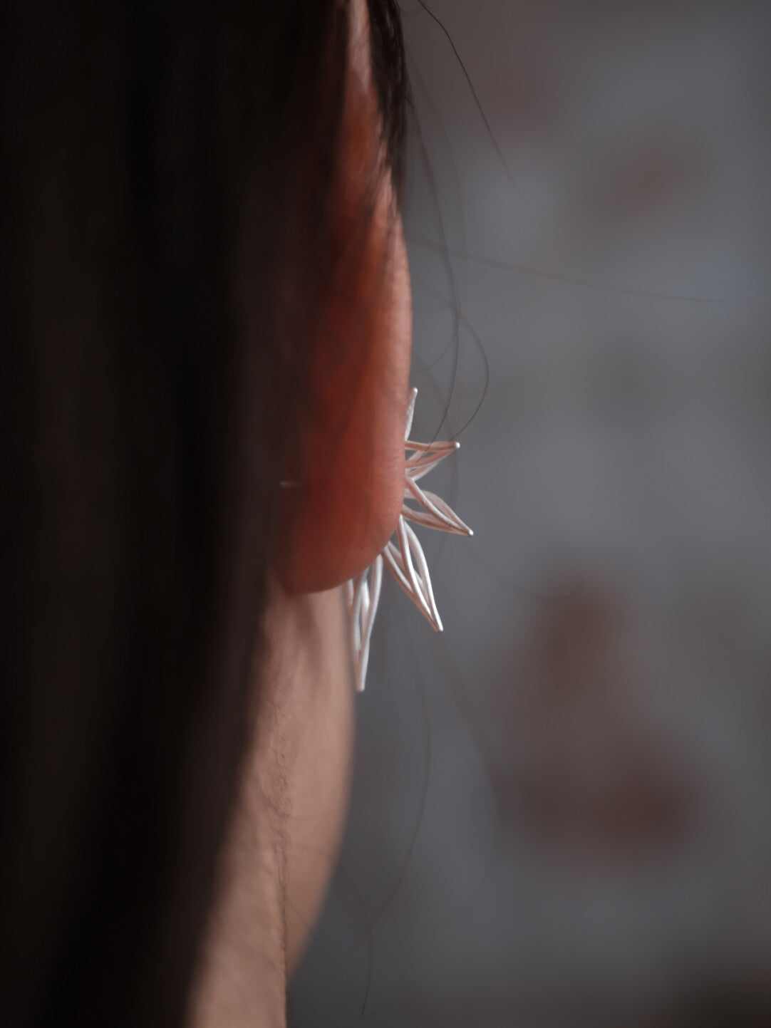 Hollow Bamboo Silver Earrings