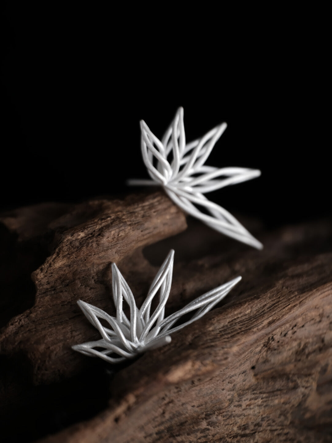 Hollow Bamboo Silver Earrings