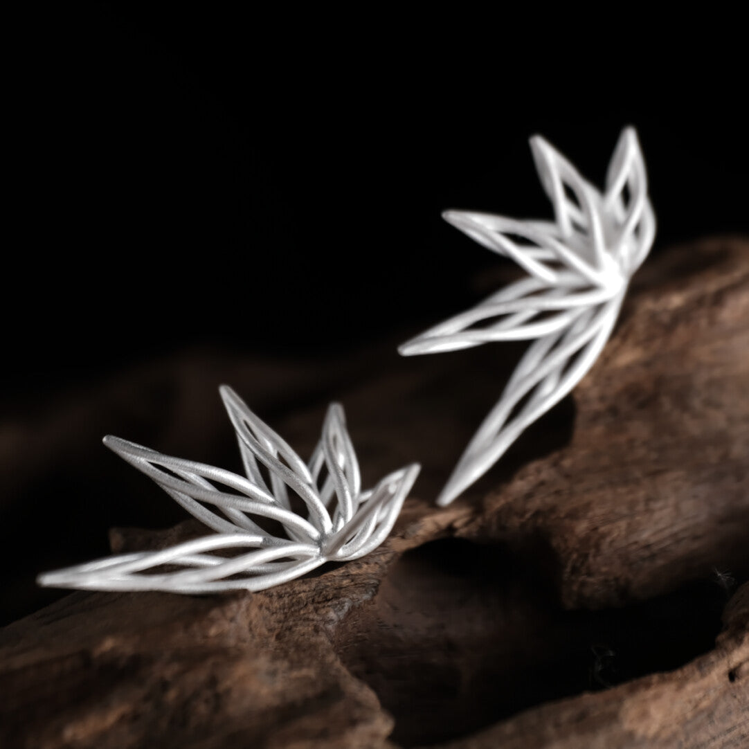 Hollow Bamboo Silver Earrings,Lumivault.