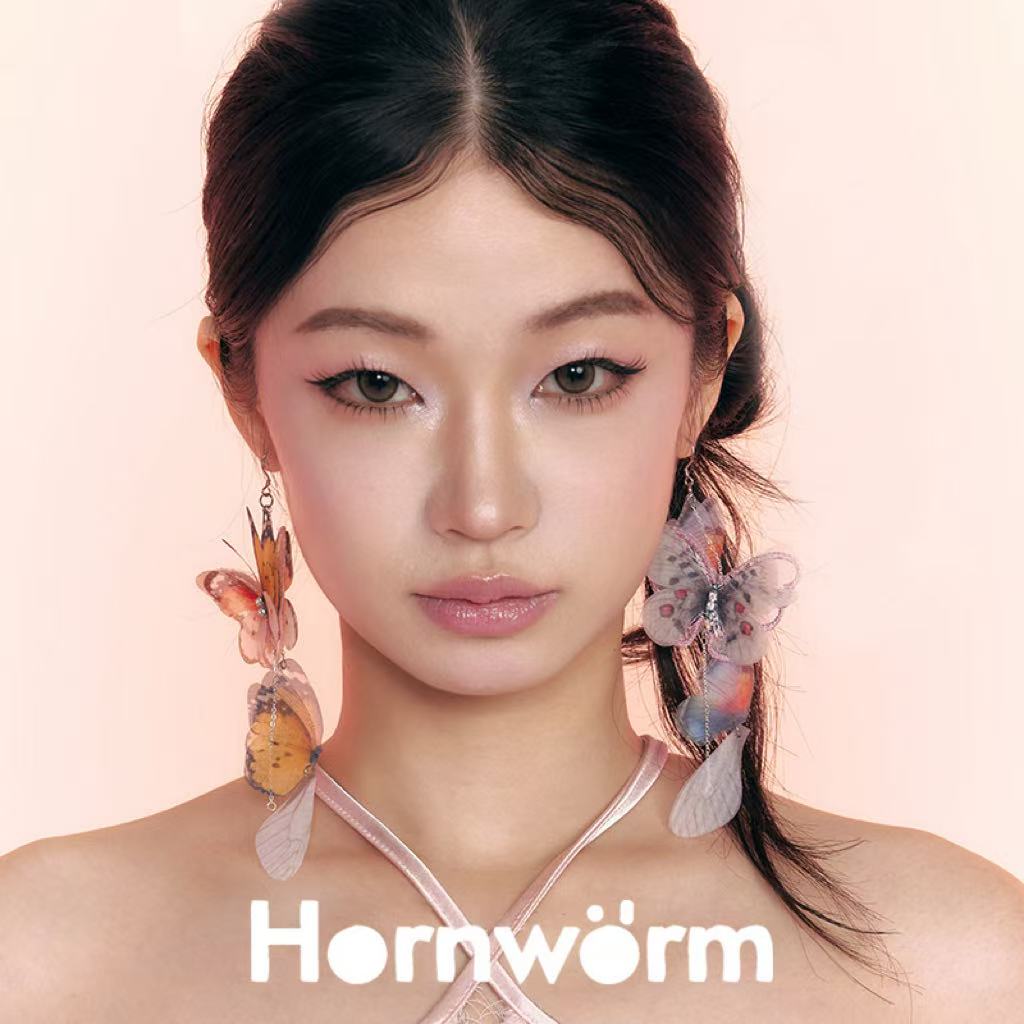 Hornworm Butterfly Embroidered Asymmetrical Earrings,Lumivault.