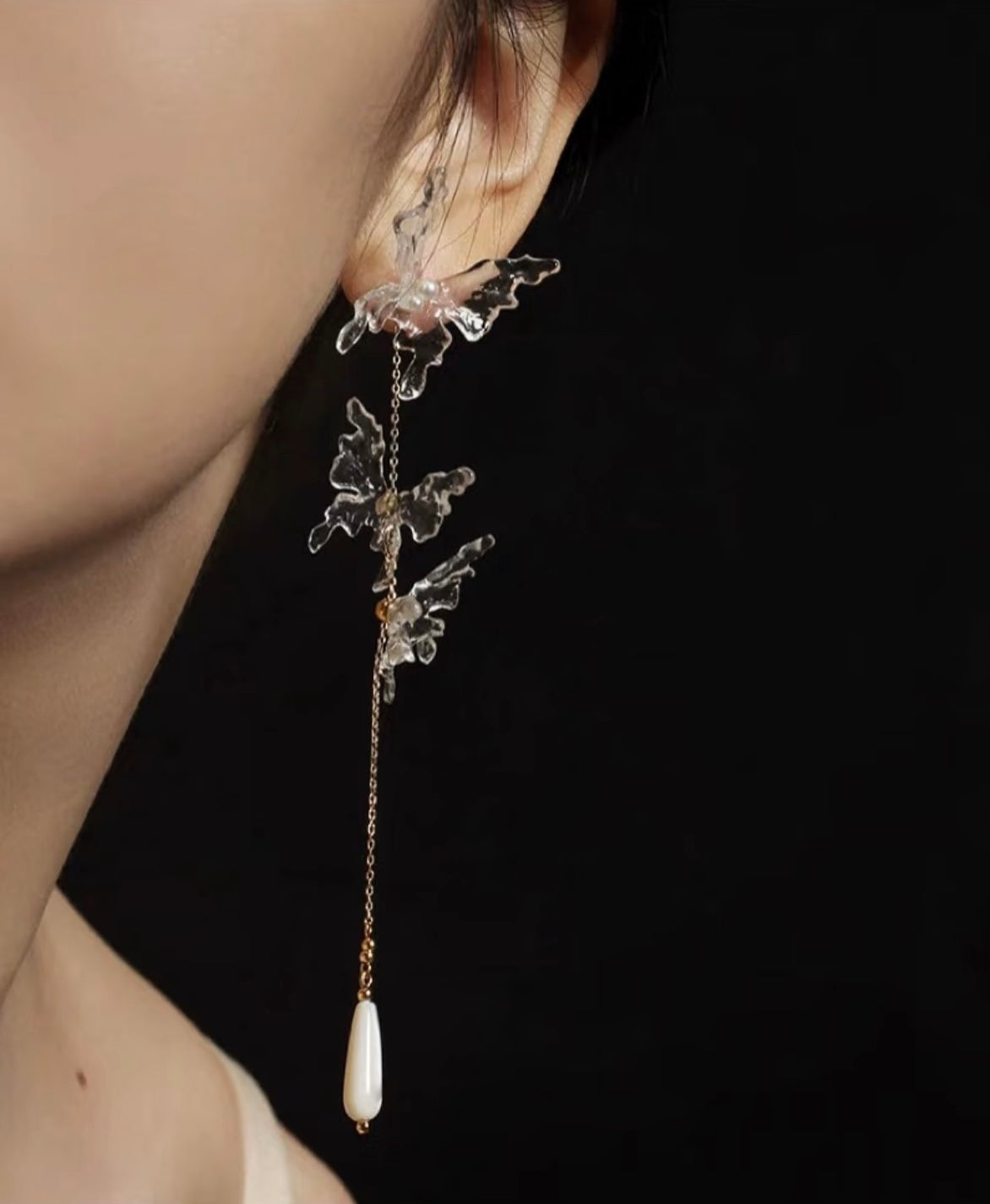 Sunset Dream Butterfly Earrings,Single Gold Earring,Lumivault.