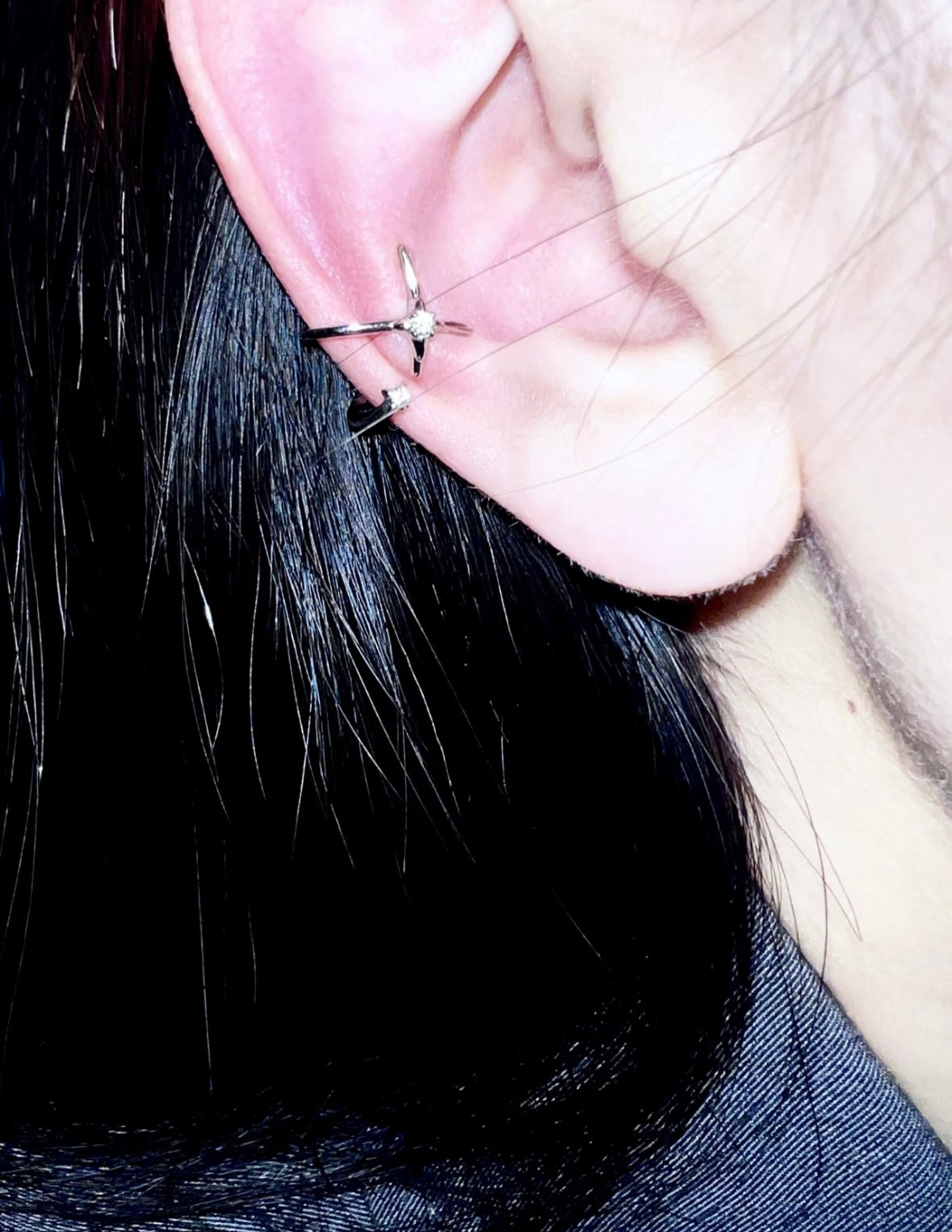 Galaxy Four Pointed Star Earrings,Sky Ear Cuff (Single),Lumivault.