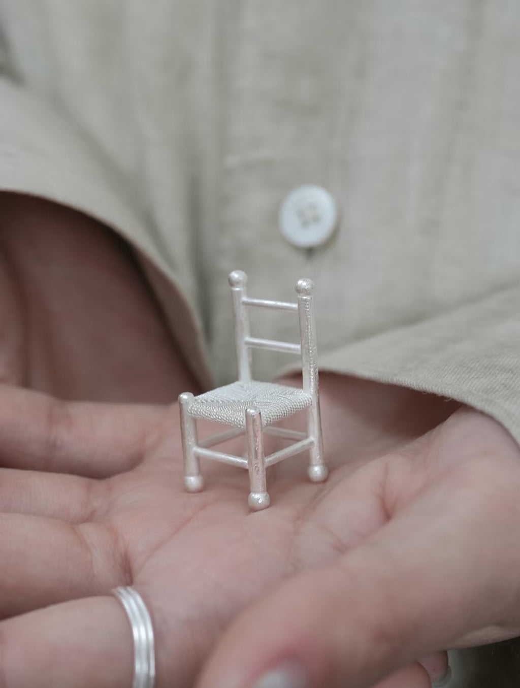 Mini Chair Silver Filigree Necklace,Mini Chair Pendant,Lumivault.