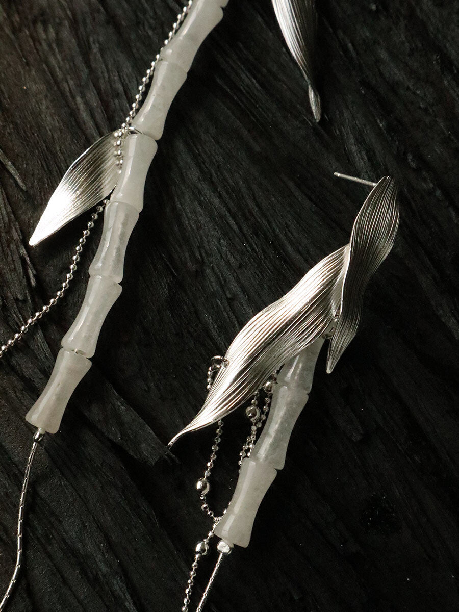Bamboo Shadow Silver Earrings,Lumivault.