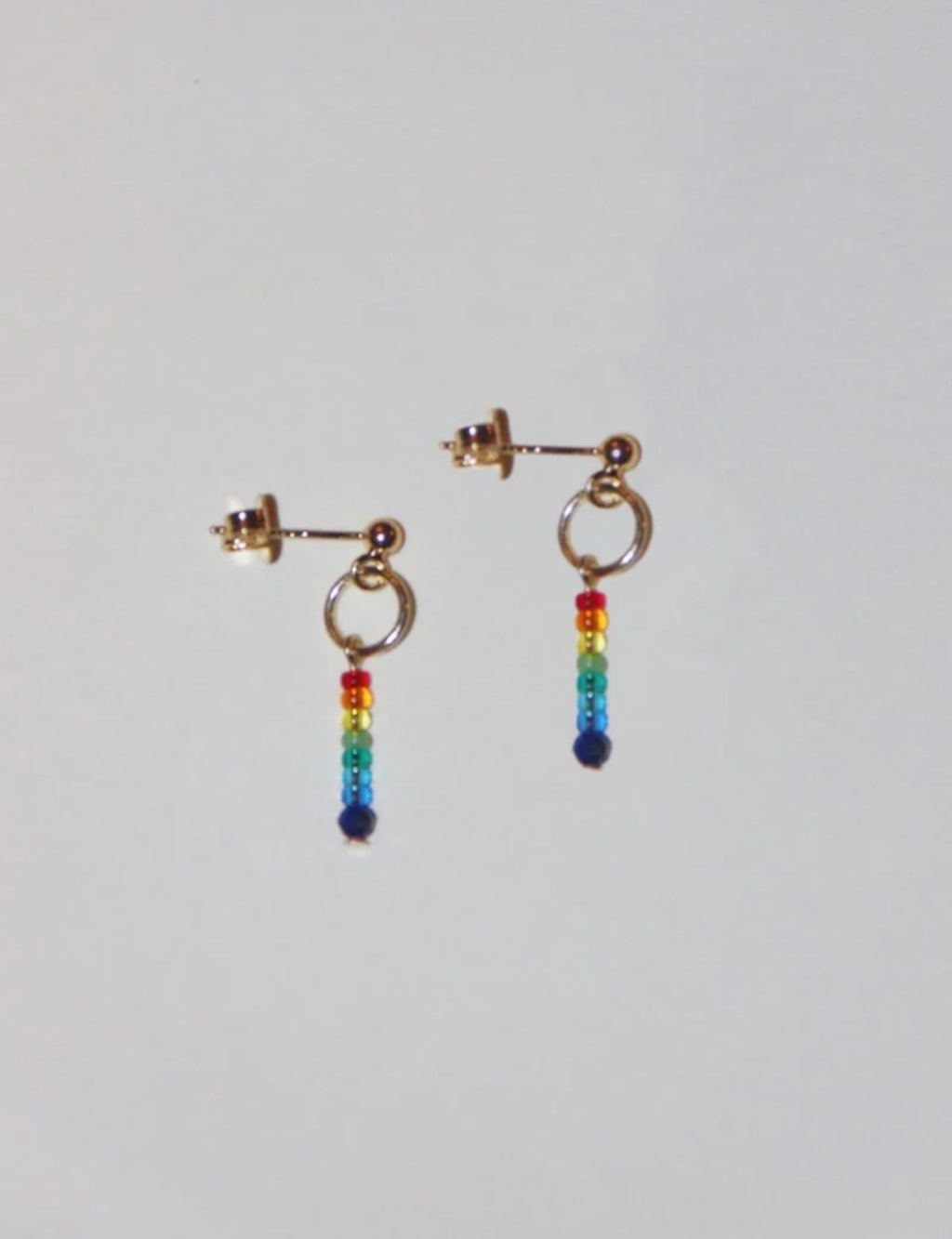 Funny Rainbow Beaded Asymmetry Earrings,A Pair of Stud Earrings,Lumivault.