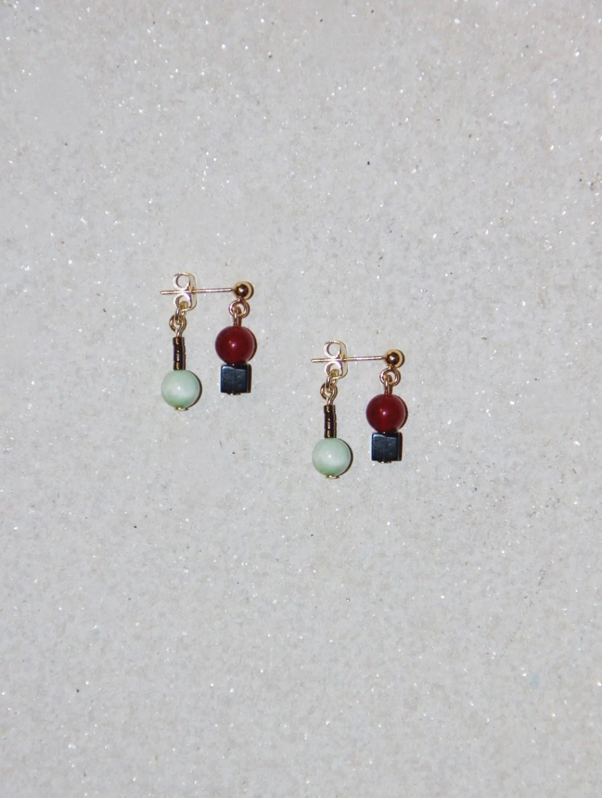 Chinoiserie Onyx Beaded Asymmetry Drop Earrings,Lumivault.