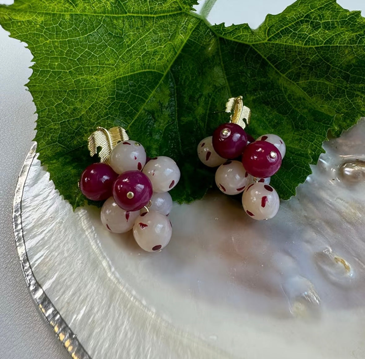 Handmade Clay Grape Earrings,Lumivault.