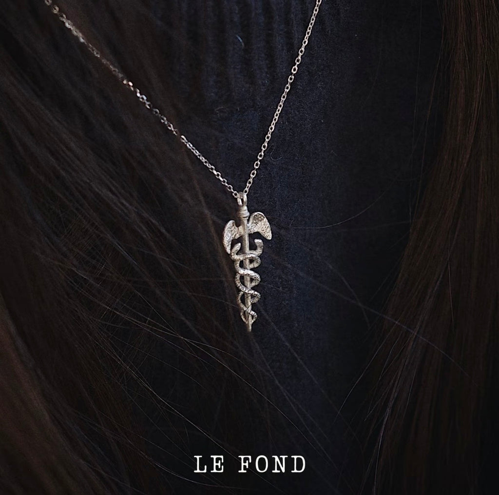 Hermes Scepter Silver Necklace,Lumivault.