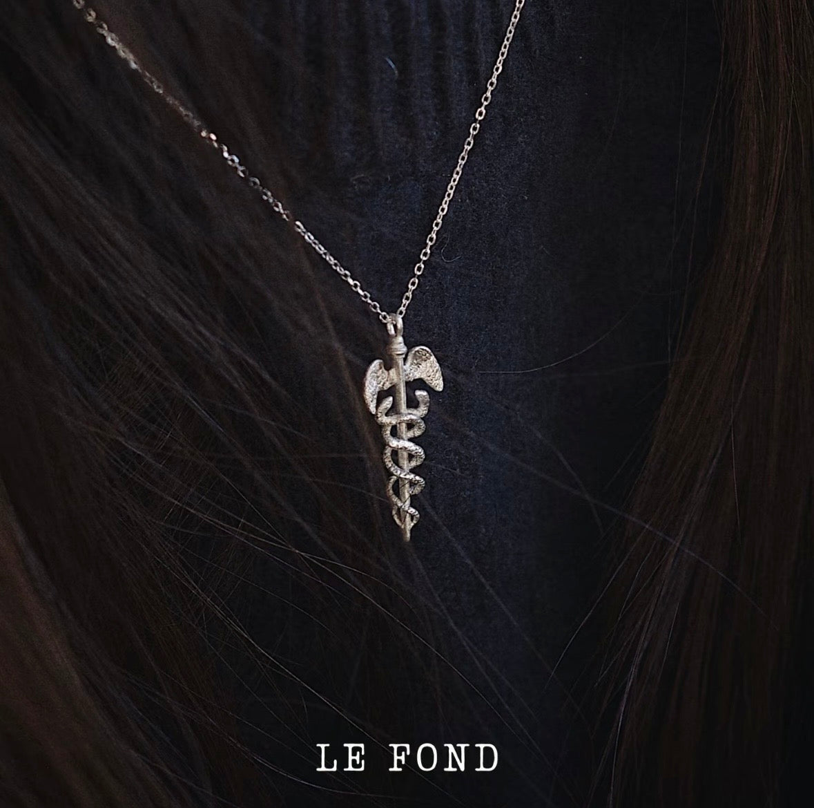 Hermes Scepter Silver Necklace,Lumivault.