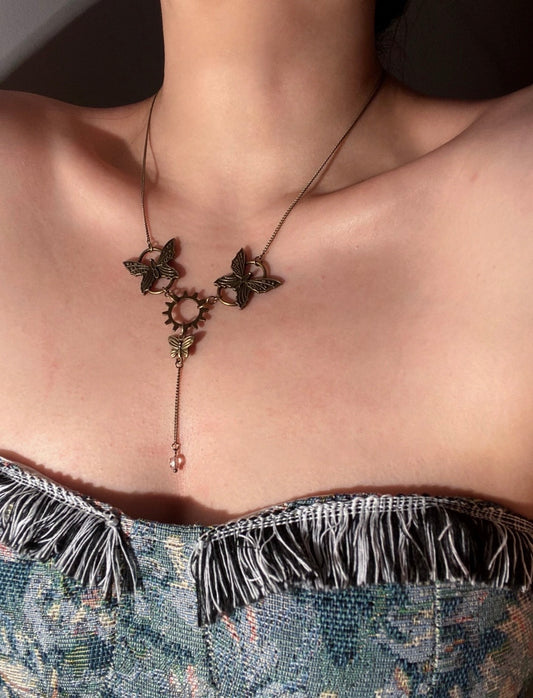 Vintage Alloy Butterfly Necklace - Lumivault