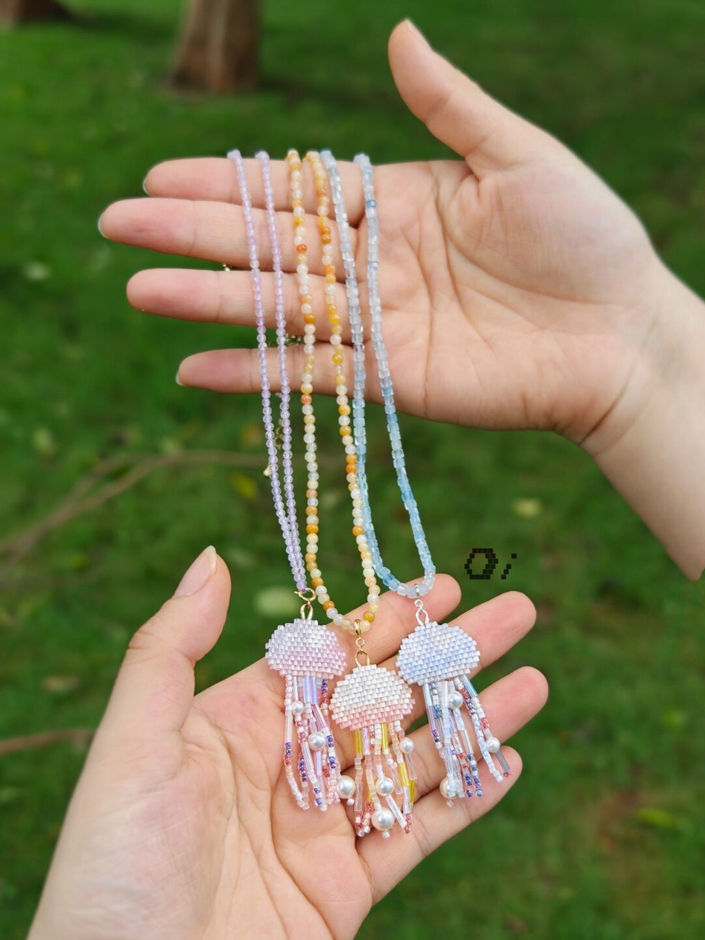Jellyfish MIYUKI Beaded Necklace,Lumivault.