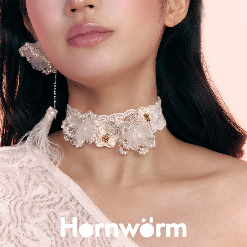Lace Beaded Choker,Lumivault.