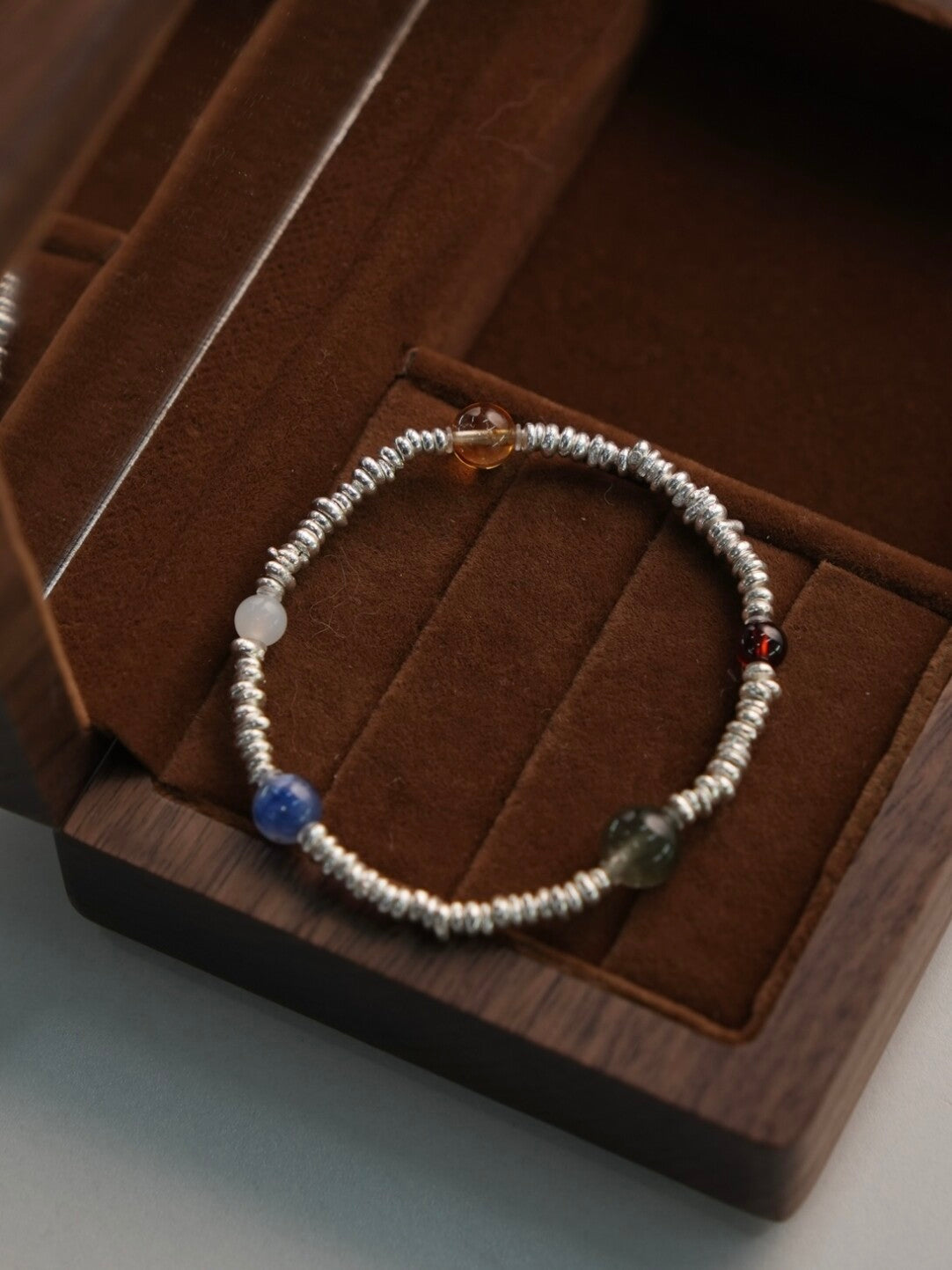 Chiang Mai Garnet Kyanite Beaded Bracelet,Lumivault.