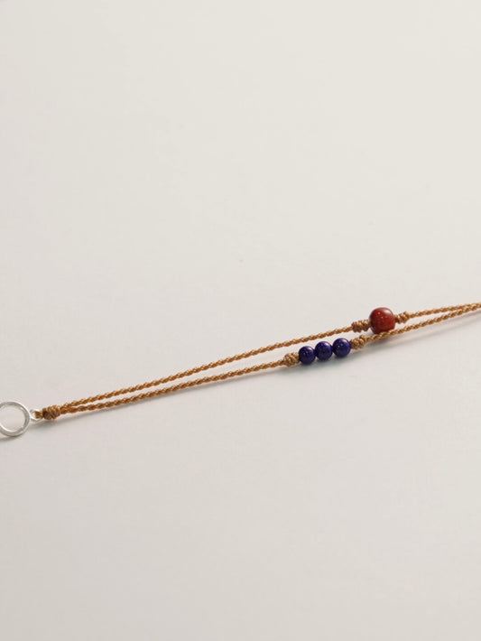 Lapis Lazuli South Red Agate Braided Beaded Bracelet - Lumivault