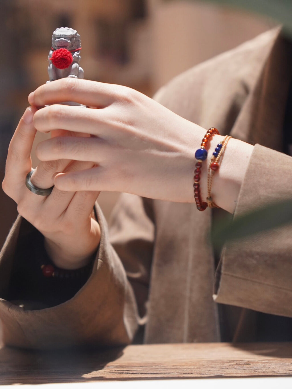 Lapis Lazuli South Red Agate Braided Beaded Bracelet,Lumivault.
