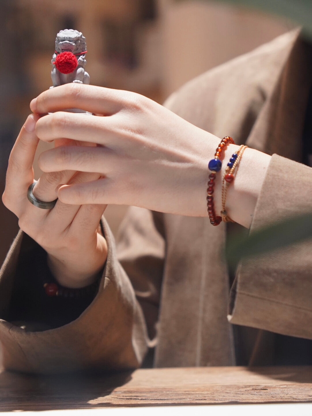 Lapis Lazuli South Red Agate Braided Beaded Bracelet,Lumivault.