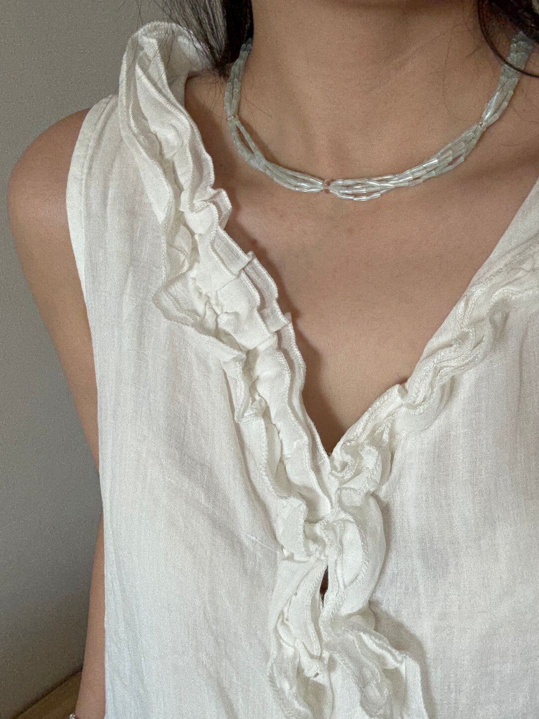 Light Blue Layered Beaded Necklace,Lumivault.