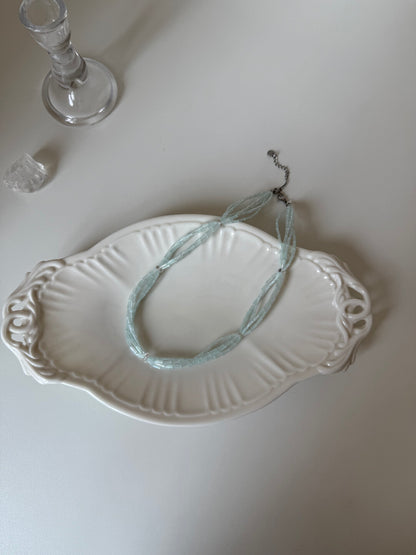 Light Blue Layered Beaded Necklace