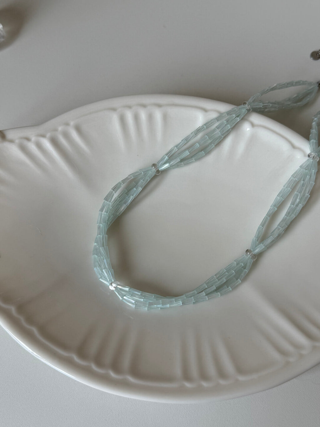 Light Blue Layered Beaded Necklace,Lumivault.