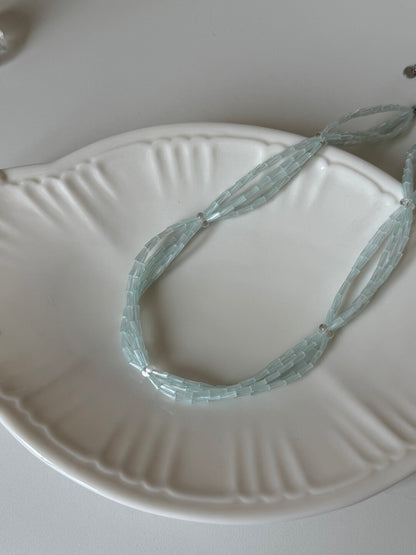 Light Blue Layered Beaded Necklace