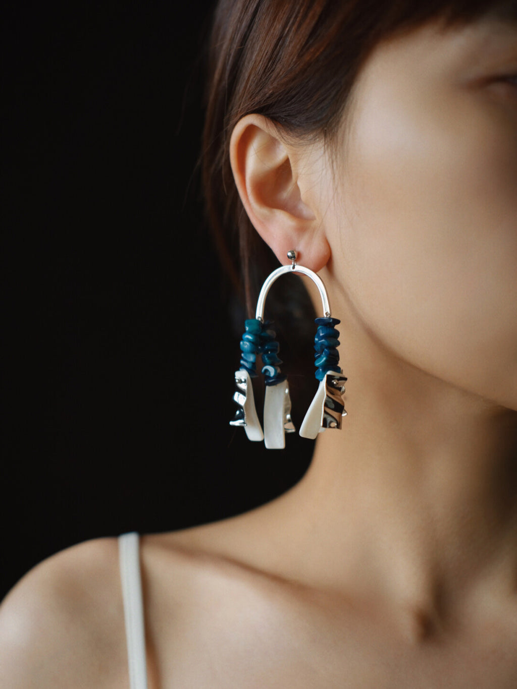 Light Luxury Irregular Pleated Shell Earrings,Lumivault.