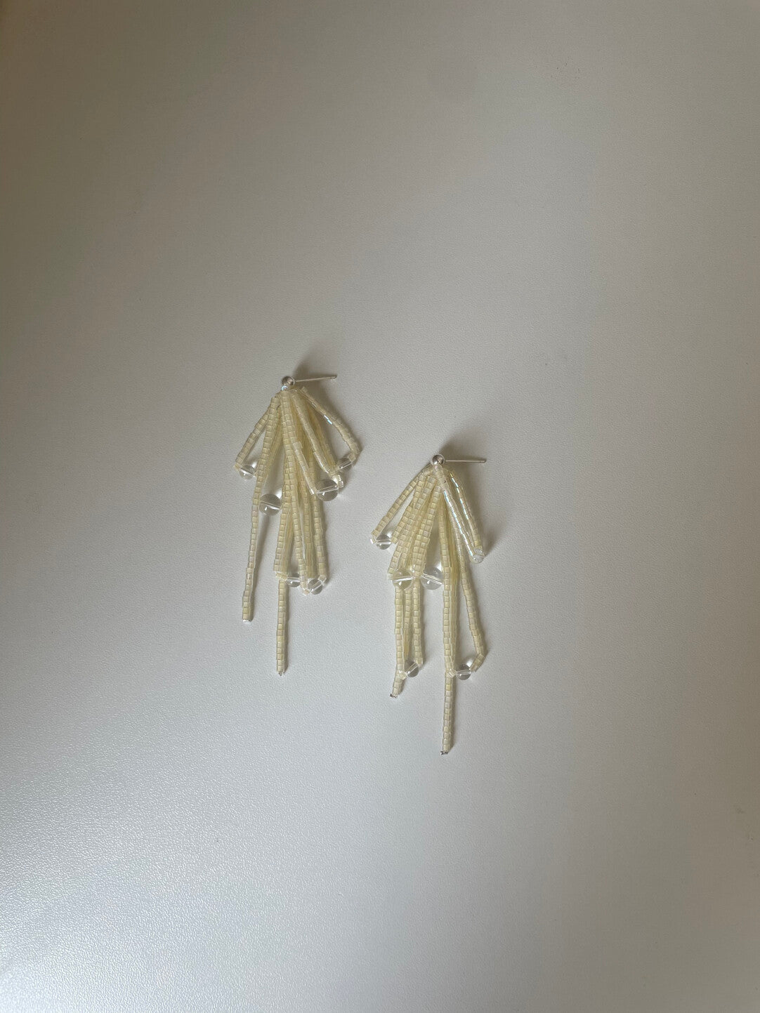 Light Yellow Glitter Beaded Earrings,Lumivault.