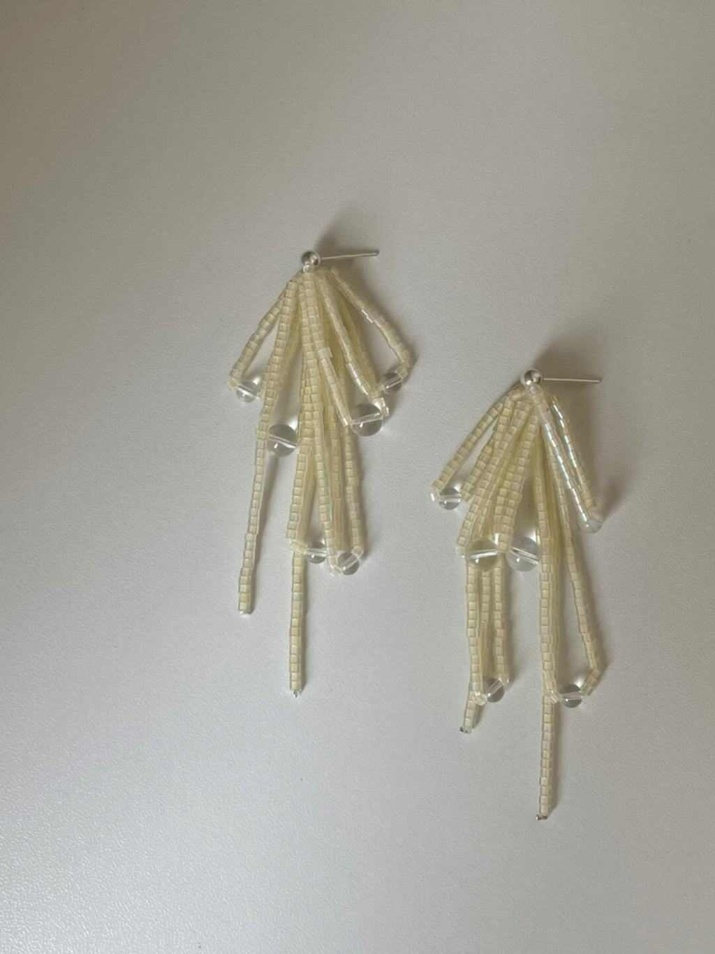 Light Yellow Glitter Beaded Earrings,Lumivault.