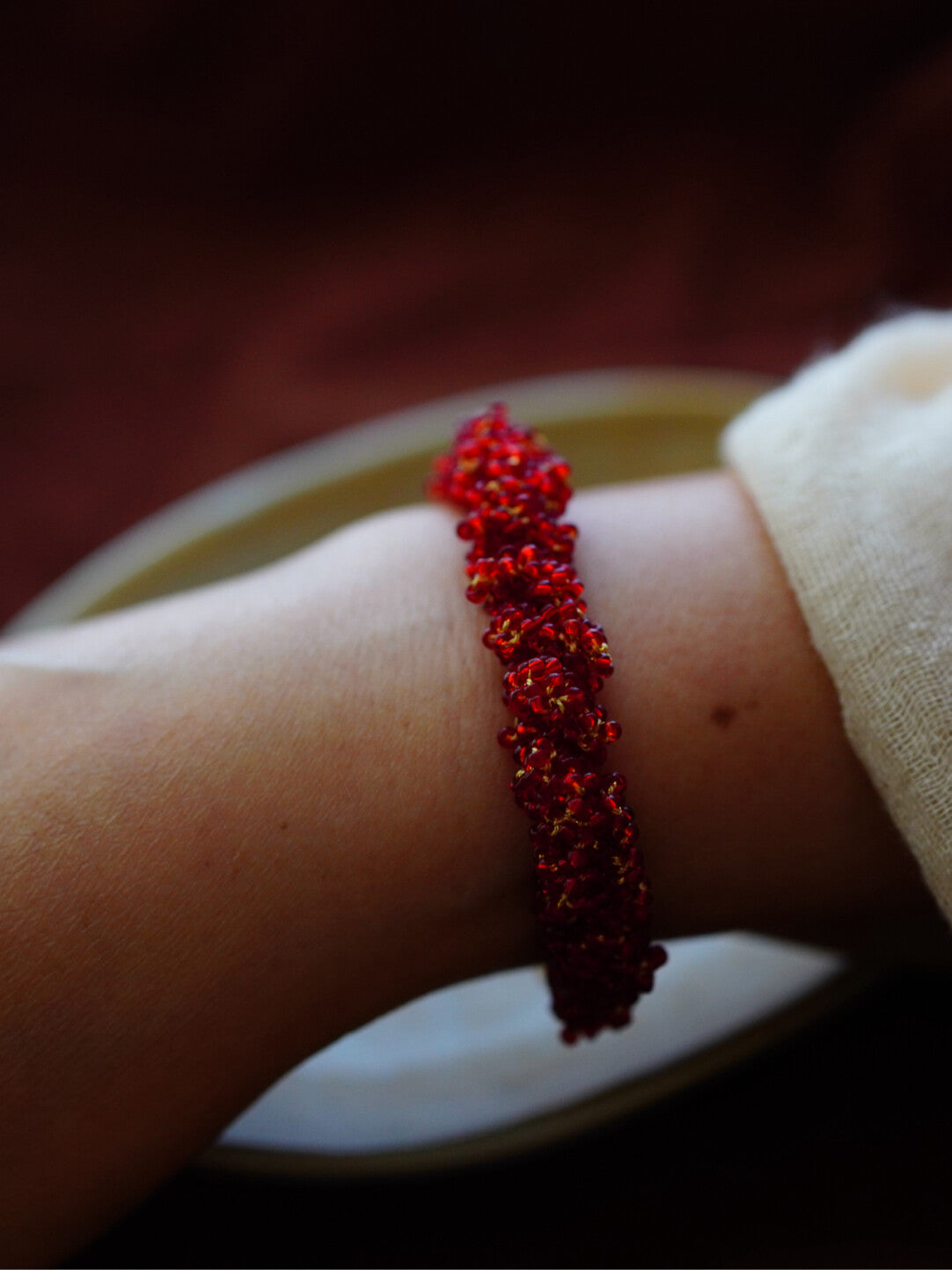 Light Color Beaded Bracelet,Red / 16cm,Lumivault.