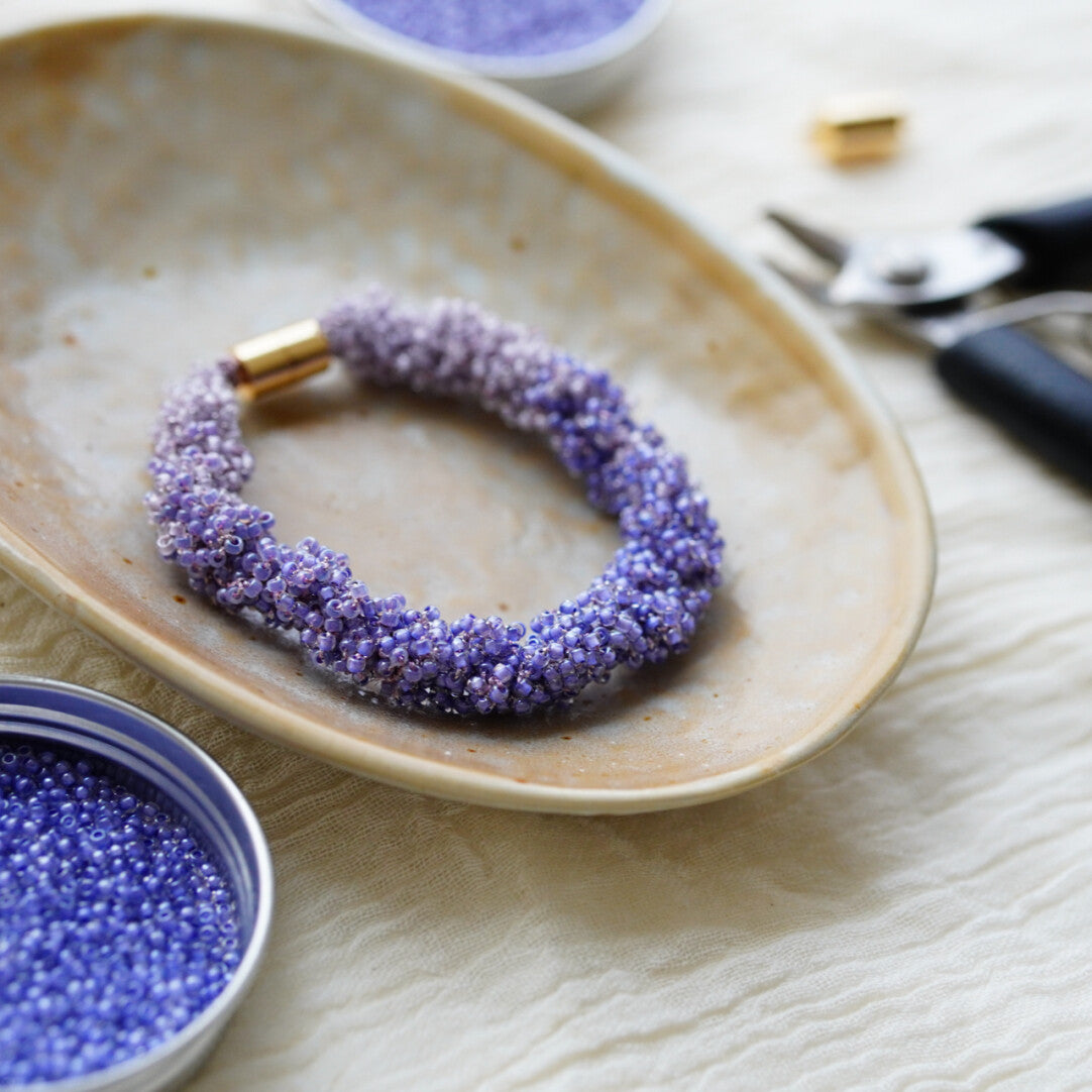 Light Color Beaded Bracelet,Purple and Blue / 16cm,Lumivault.