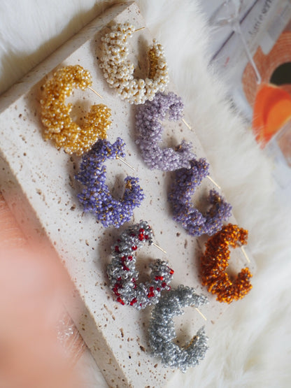 Light Color Beaded Hoop Earrings,Lumivault.