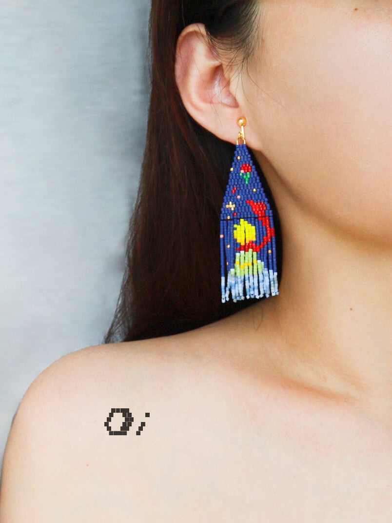 Little Prince MIYUKI Beaded Tassel Earrings,Lumivault.