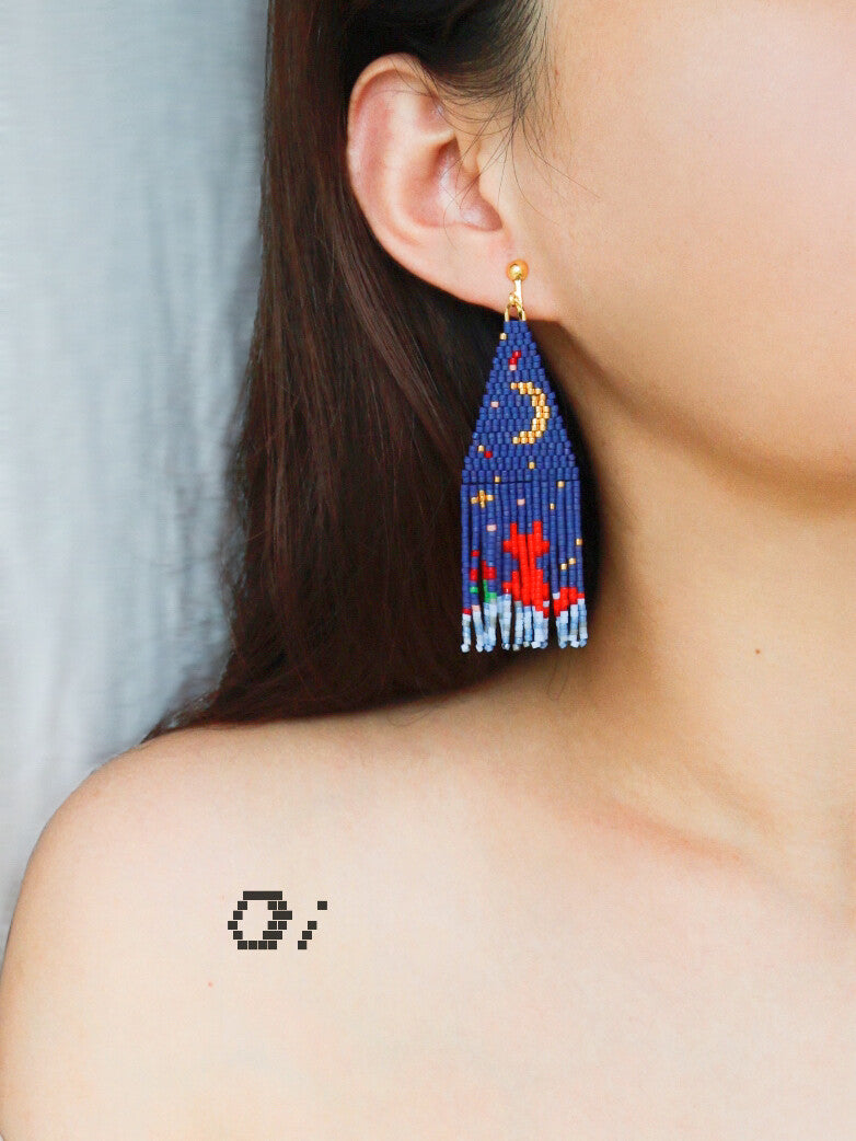 Little Prince MIYUKI Beaded Tassel Earrings,Lumivault.