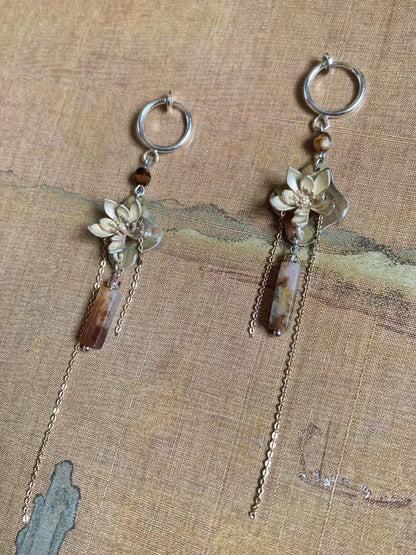 Lotus Beaded Long Earrings