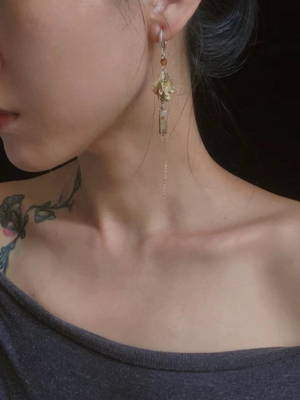 Lotus Beaded Long Earrings,Lumivault.