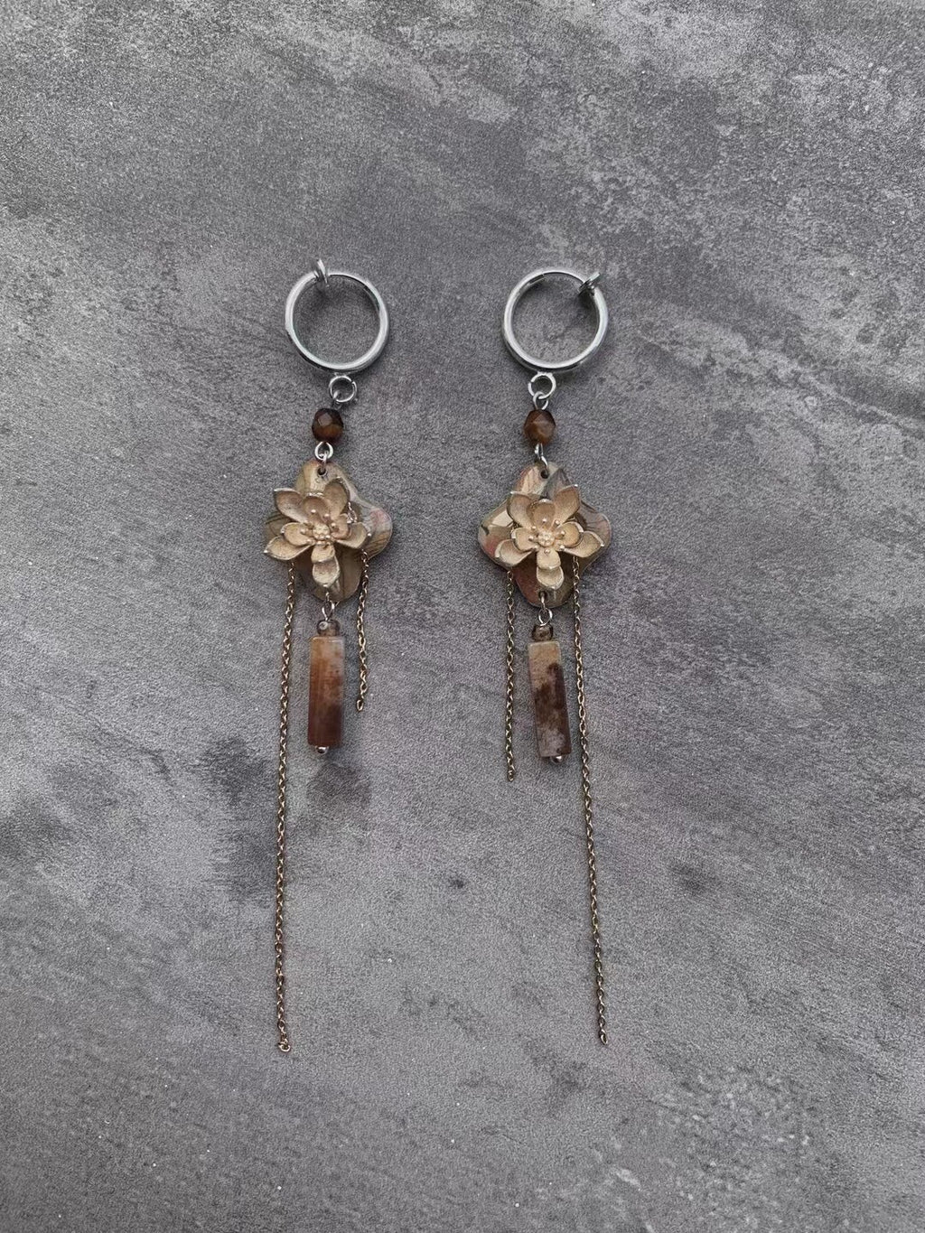 Lotus Beaded Long Earrings,Lumivault.