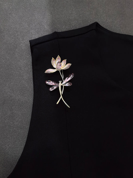Lotus Dragonfly Brooch