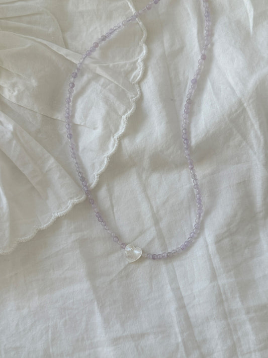 Heart Romantic Purple Natural Stone Beaded Necklace - Lumivault