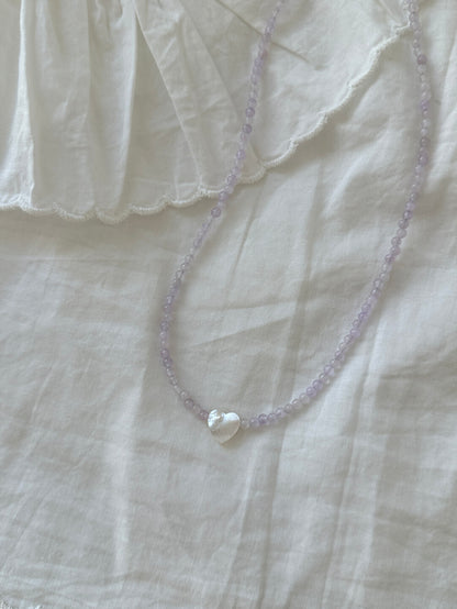 Heart Romantic Purple Natural Stone Beaded Necklace - Lumivault