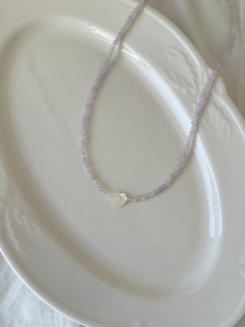 Heart Romantic Purple Natural Stone Beaded Necklace,Lumivault.